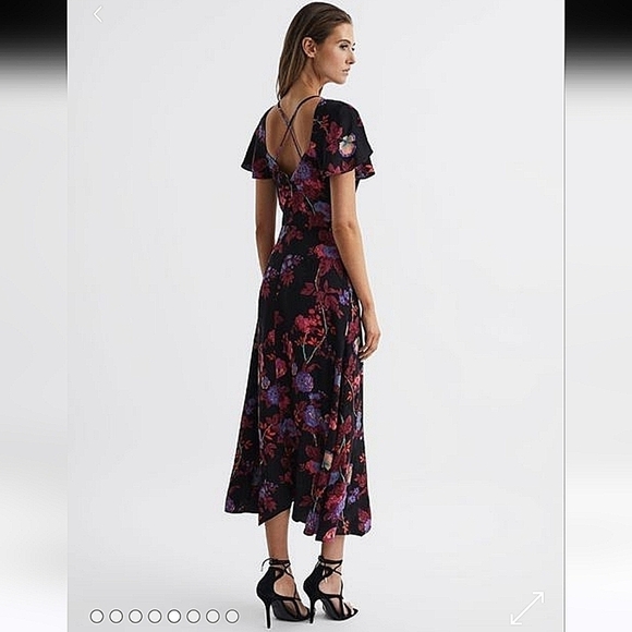 Reiss-Leni Floral Midi Dress-Size 2 - Picture 5 of 17